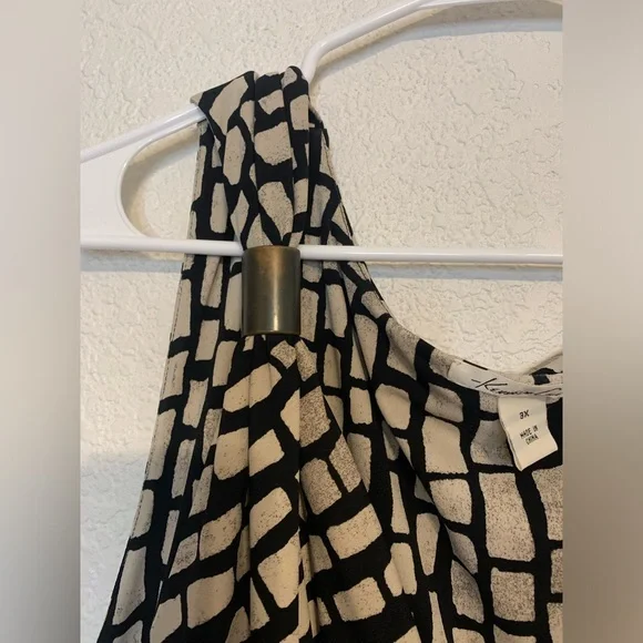Kenneth Cole Women Sz 3X Sleeveless Black & Tan Geometric Print Career - Picture 5 of 8